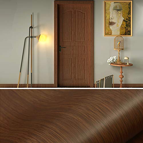 wolpin DIY Door Wallpaper (45 x 300 CM) | Vinyl Wood Texture Shelf Liner for Furniture, Table Top, Wardrobe, Cupboard & Almirah Makeover | Self Adhesive PVC Sheet in Brown for Home Decoration - Image 4