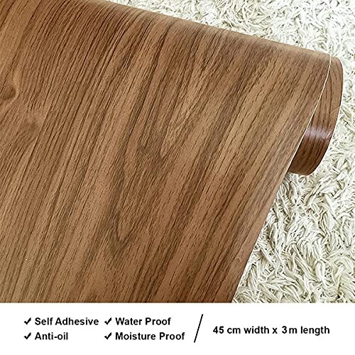 wolpin DIY Door Wallpaper (45 x 300 CM) | Vinyl Wood Texture Shelf Liner for Furniture, Table Top, Wardrobe, Cupboard & Almirah Makeover | Self Adhesive PVC Sheet in Brown for Home Decoration - Image 3