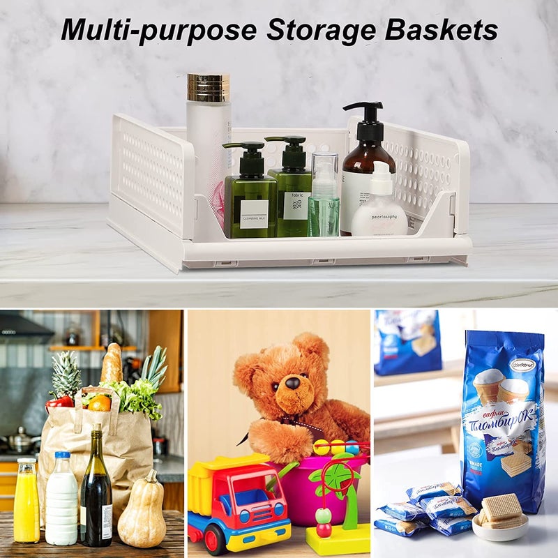 SpaceOrganizer Plastic Collapsible Wardrobe Storage Drawer Units Clothes Drawer Organisers Bookcases Foldable Basket Grey 5Pcs