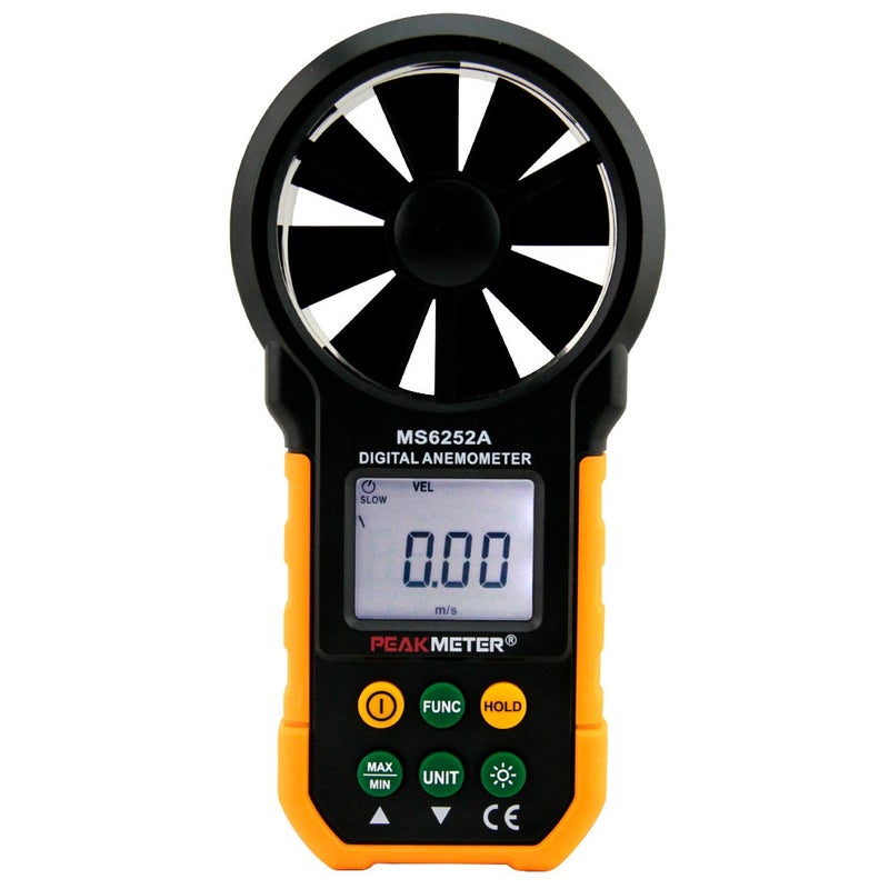 PEAKMETER MS6252A Digital Anemometer Handheld Wind Speed Meter Gauge Air Volume Meter Backlight Air Velocity Measurement