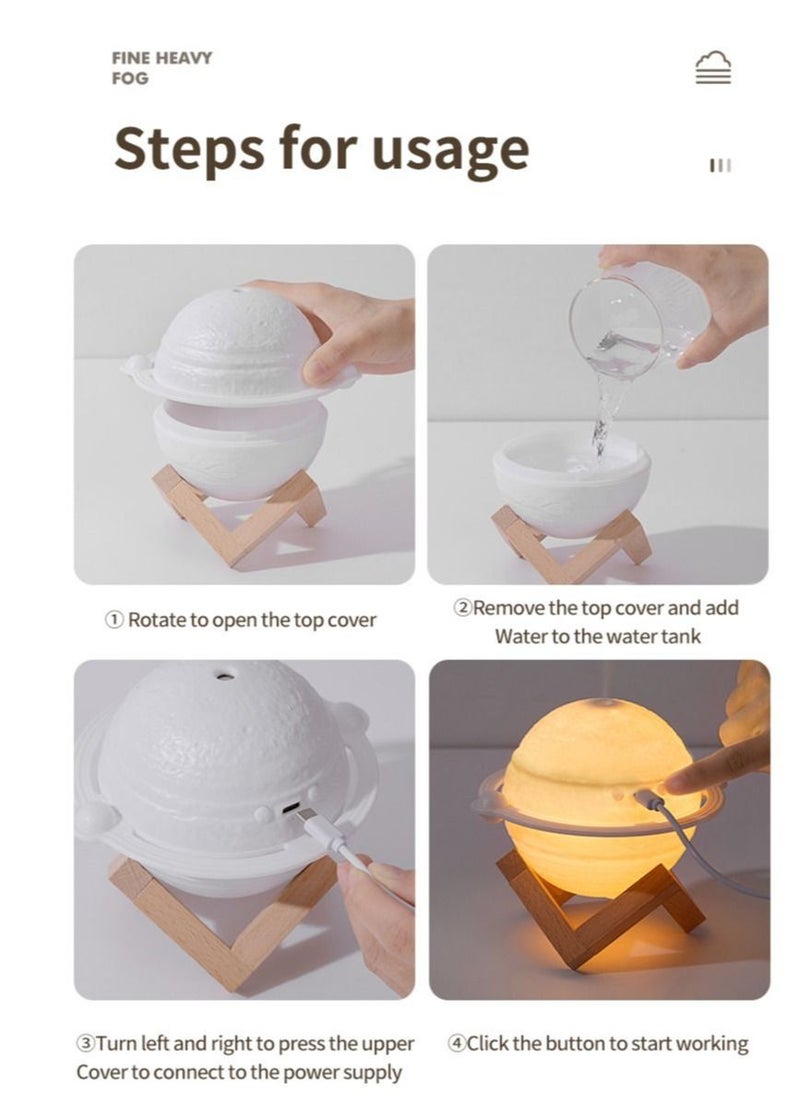 200ml Air Humidifier Mini Portable Aromatherapy Humidifiers Diffusers 3D Jupiter Essential Oil Diffuser USB With Night Light