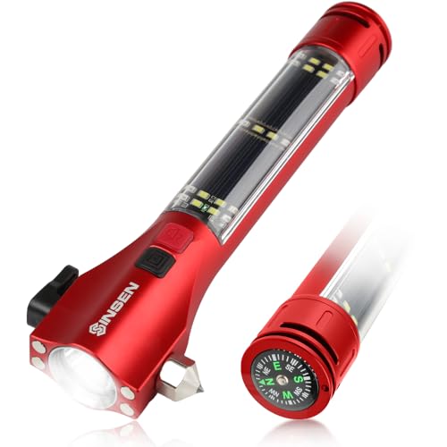 SINSEN Car Window Breaker Seatbelt Cutter, Emergency Escape Tool with Compass, Multi Tactical Safety Hammer Rescue Kit - Image 1