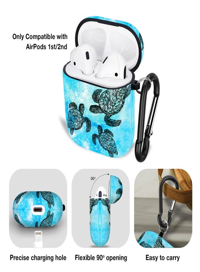 WIRESTER for Airpods Case Earpod Case Cover Girls Women Protective Skin Design with Keychain Compatible with Apple AirPods 1st 2nd Generation Charging Case - Ocean Sea Turtles - Image 3