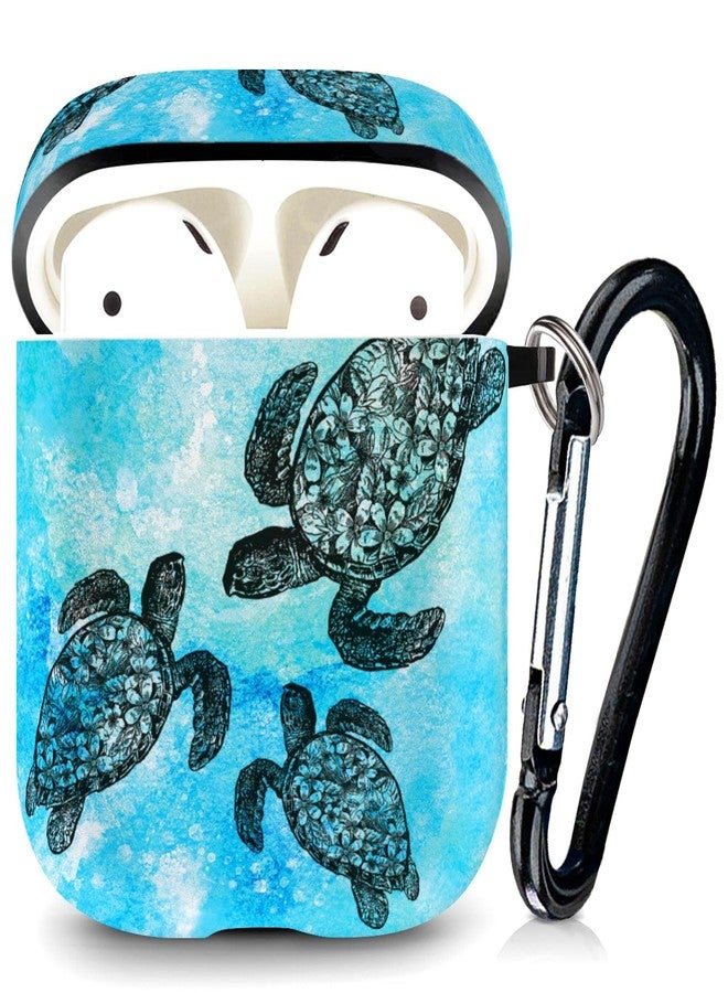 WIRESTER for Airpods Case Earpod Case Cover Girls Women Protective Skin Design with Keychain Compatible with Apple AirPods 1st 2nd Generation Charging Case - Ocean Sea Turtles - Image 1