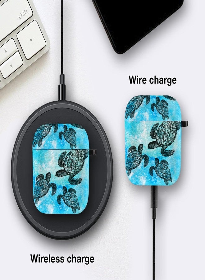 WIRESTER for Airpods Case Earpod Case Cover Girls Women Protective Skin Design with Keychain Compatible with Apple AirPods 1st 2nd Generation Charging Case - Ocean Sea Turtles - Image 5