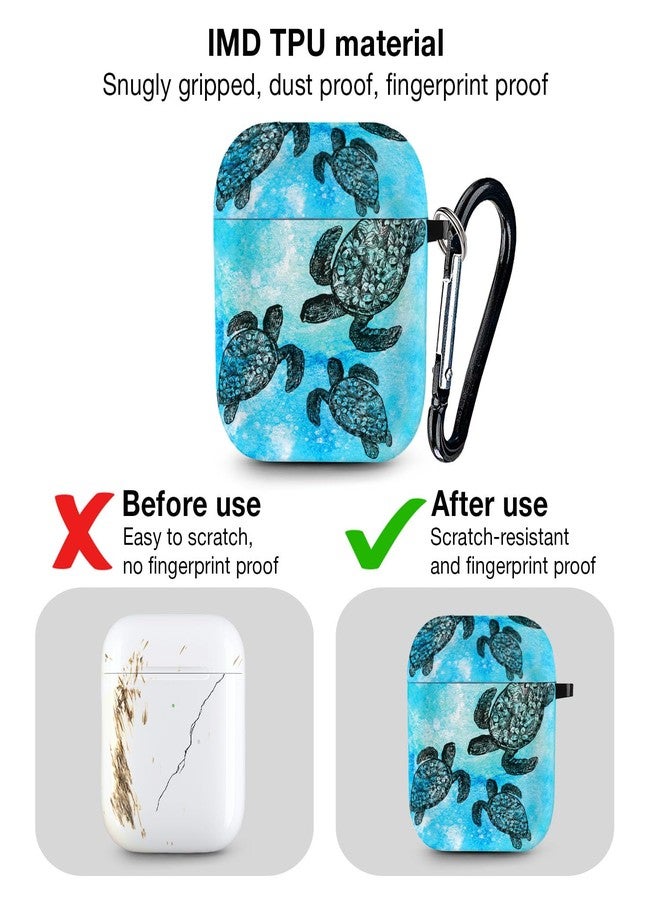WIRESTER for Airpods Case Earpod Case Cover Girls Women Protective Skin Design with Keychain Compatible with Apple AirPods 1st 2nd Generation Charging Case - Ocean Sea Turtles - Image 2