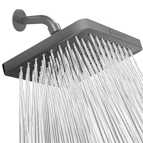 SparkPod Shower Head High Pressure Rain Premium Quality Luxury Design Easy Clean Adjustable Replacement for Your Bathroom Shower Heads Charcoal Grey 8 Inch Square - Image 1