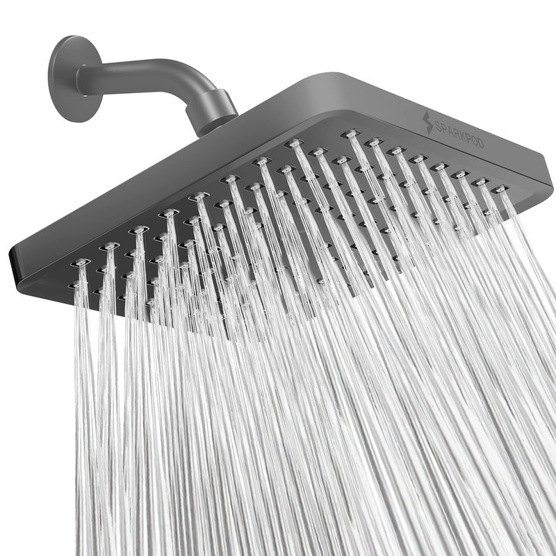 SparkPod Shower Head High Pressure Rain Premium Quality Luxury Design Easy Clean Adjustable Replacement for Your Bathroom Shower Heads Charcoal Grey 8 Inch Square - Image 2