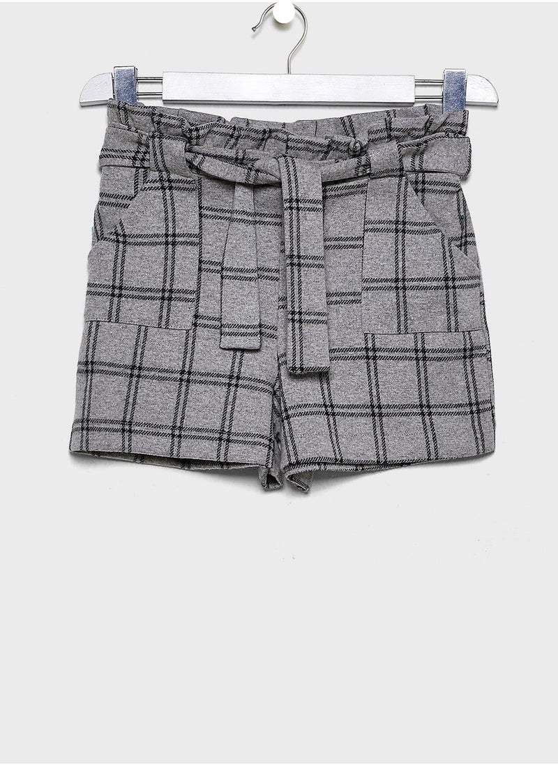 MANGO - Kids Knotted Checked Shorts - Image 1