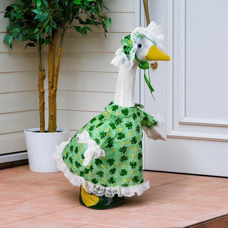 ComfyKit 2 Sets Holiday Porch Goose Outfits for Valentine and St. Patrick,23" Porch Goose Clothes for Patio Yard Lawn Decor - Image 5