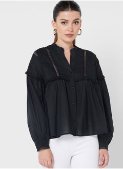 Ruffle Detail Button Down Top