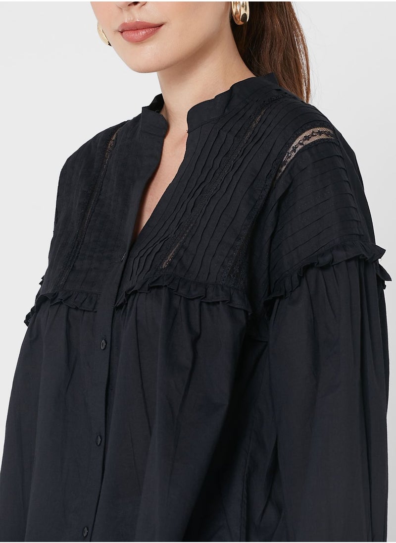 ONLY - Ruffle Detail Button Down Top - Image 1