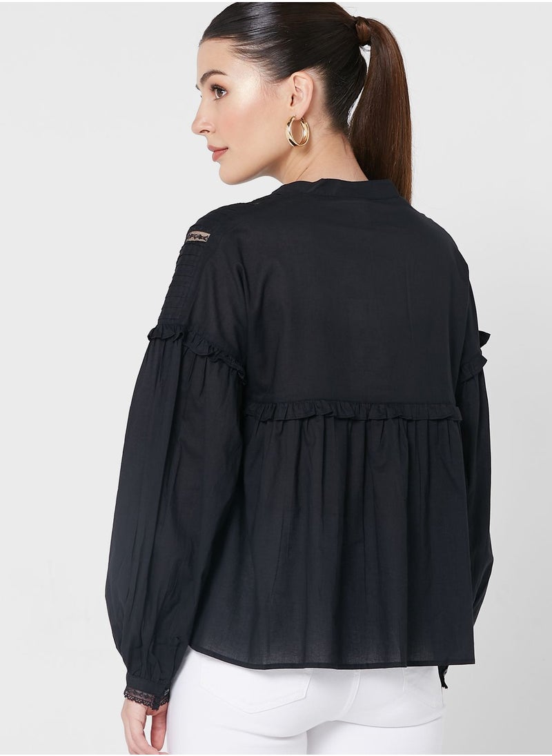 ONLY - Ruffle Detail Button Down Top - Image 1