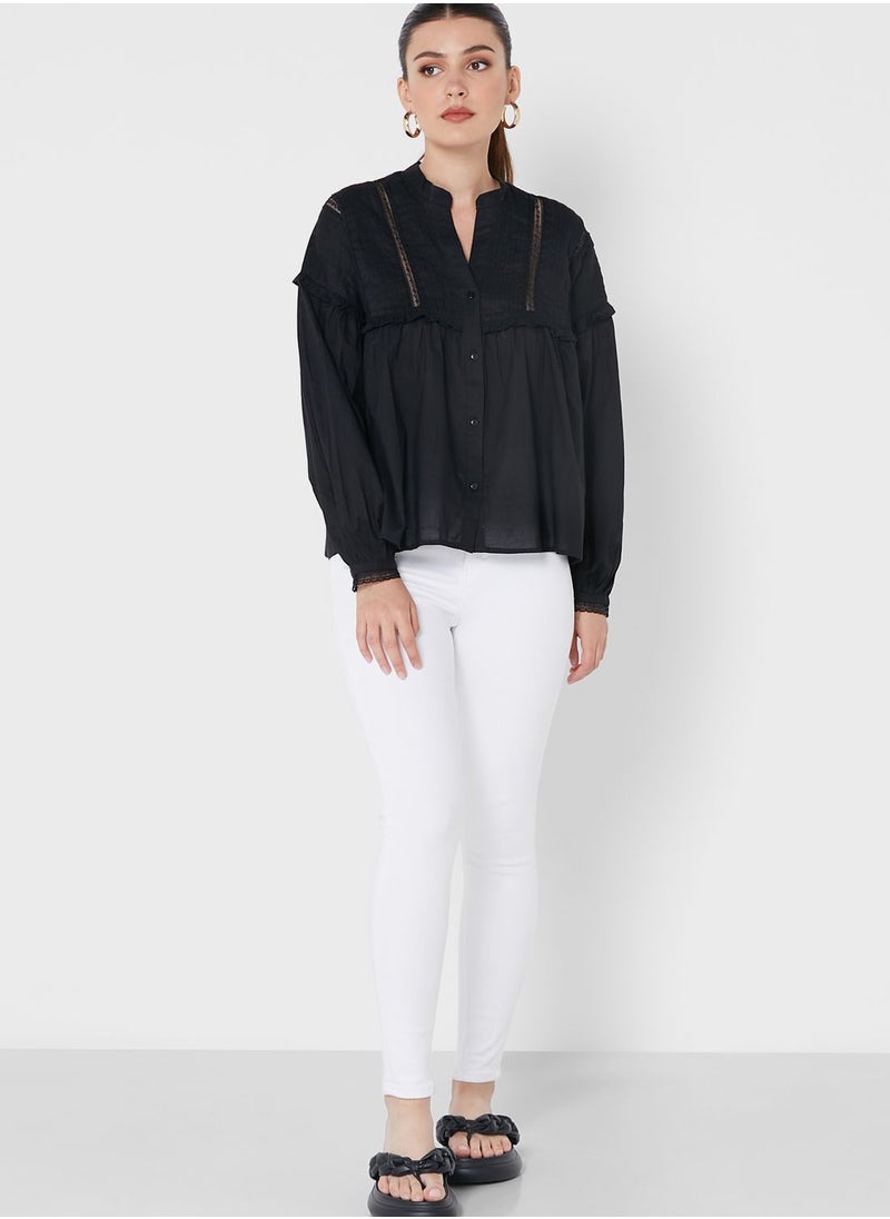 ONLY - Ruffle Detail Button Down Top - Image 1
