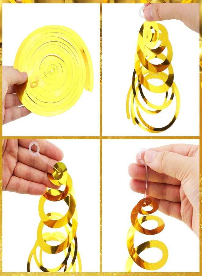 Vovii Happy Golden Birthday Banner and 6Pcs Hanging Swirls for Golden Birthday Party Decorations Decor Gifts for Women Girls - Image 4