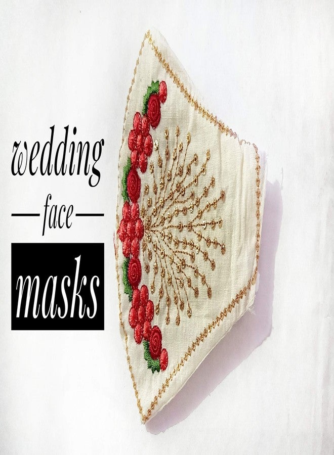 MSA Pure Cotton Multicolor Hand Embroidered Face Masks Reusable and Washable Face Mask - Pack of 2,Wedding mask for Couple,Flower Design mask - Image 5