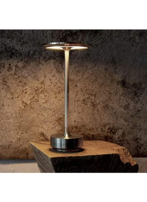 Rechargeable Cordless LED Table Lamps Touch Sensor Light Silver, 3-Levels Portable Dimming Wireless Battery Operated Lamp，Nightstand Lamp/Night Light/Restaurant Table/Outdoor/Coffee/Bar