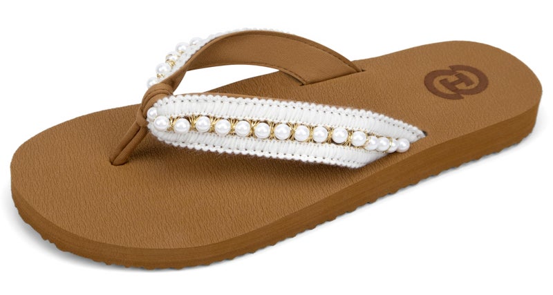 ChayChax Flip Flops for Women with Arch Support Comfortable Cushion Mat Summer Beach Walking Thong Sandals Indoor Outdoor, White, 7 Women - Image 4