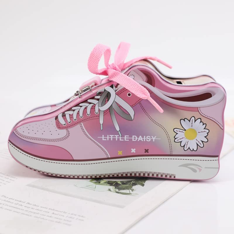 Crackles Sports Shoes Shape Metal Coin Bank with Lock and Key for Kids Room Decoration- Assorted Print & Colors- Pack of 1 - Image 1