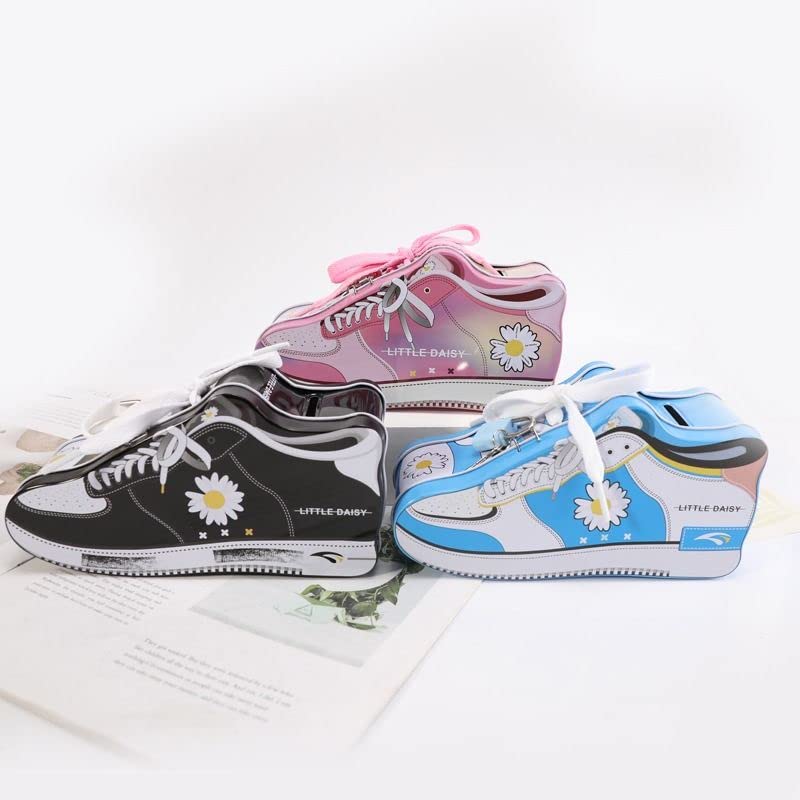 Crackles Sports Shoes Shape Metal Coin Bank with Lock and Key for Kids Room Decoration- Assorted Print & Colors- Pack of 1 - Image 5