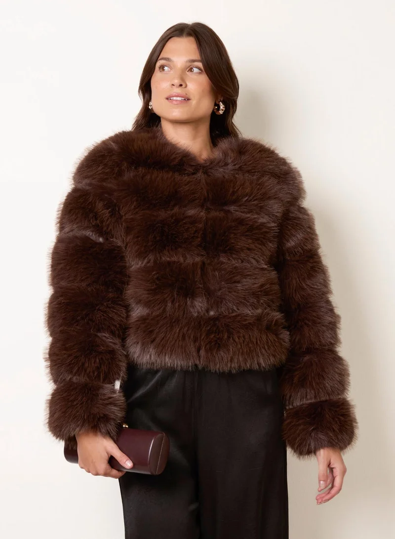 Blue Vanilla  Faux Fur Short Coat for Women | Best Price UAE