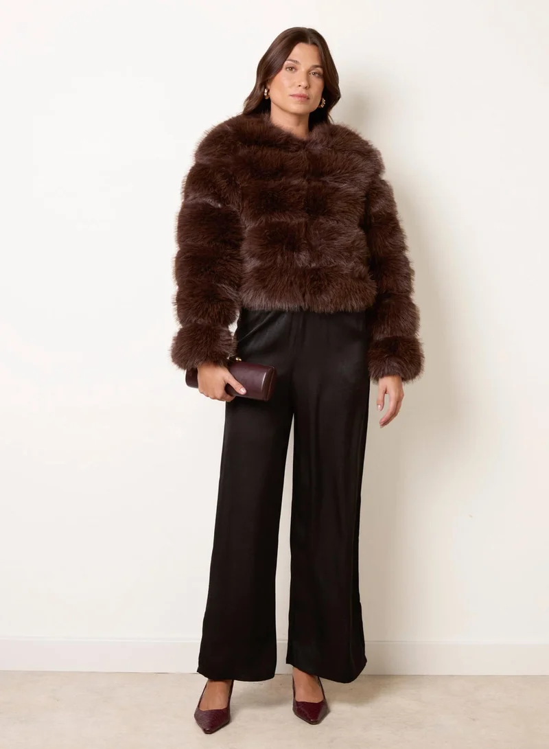 Blue Vanilla  Faux Fur Short Coat for Women | Best Price UAE
