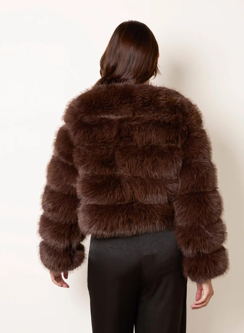Blue Vanilla  Faux Fur Short Coat for Women | Best Price UAE
