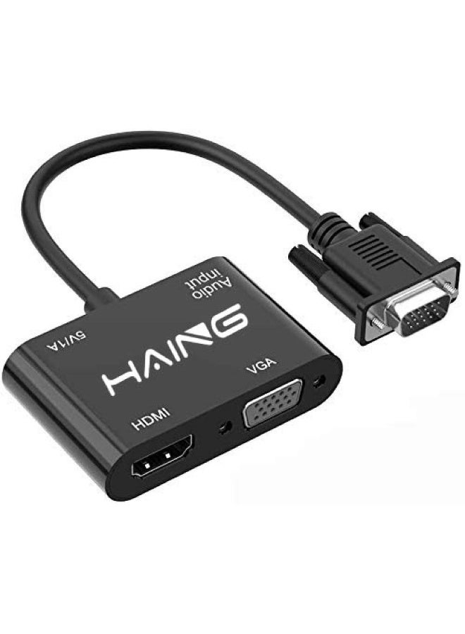 Haing 2 IN 1 VGA to HDMI+VGA Adapter with Audio