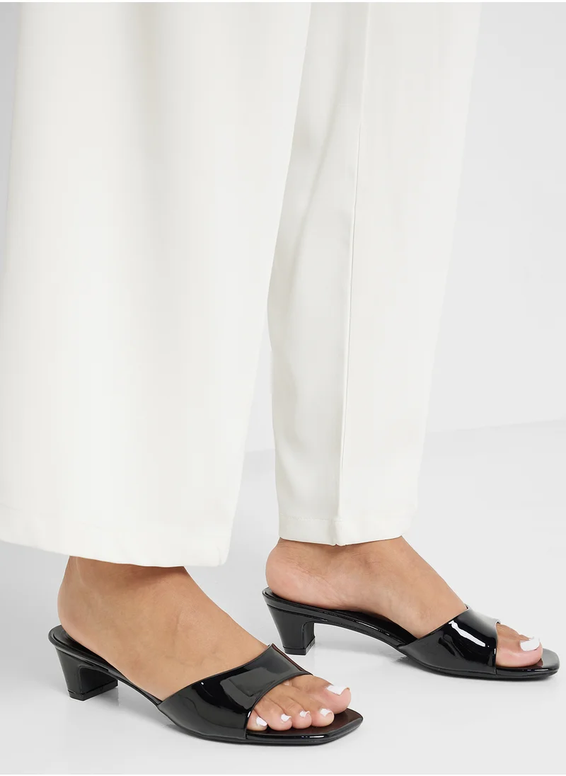 ELLA Patent Mule Heel Sandal
