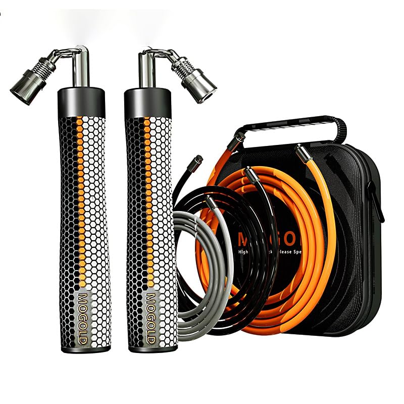 Mogold Weighted Jump Ropes for manwomen fast clip interchangeable 14LB 12LB 1LB heavy jump ropes Ball Bearing Design Weighted Length AdjustableErgonomics Grip for fitness weight loss More