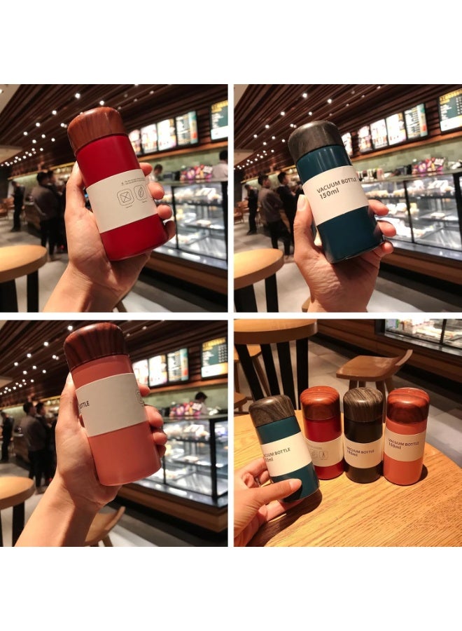 ترمس قهوة حراري 150 مل ستانلس ستيل بغطاء شكل خشب – حافظ للحرارة والبرودة - Image 5