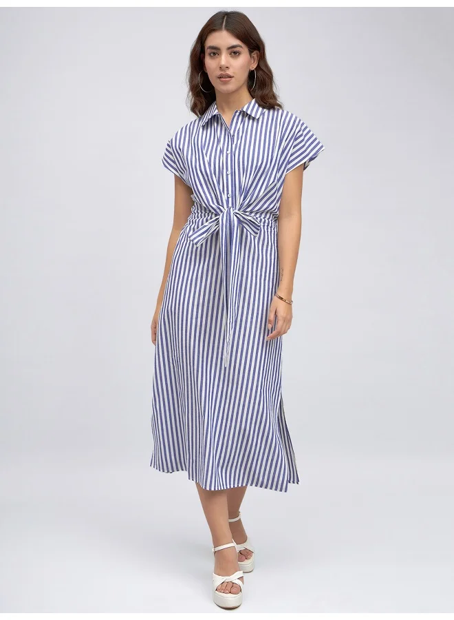 Dennis Lingo Striped Tie-Waist Dress
