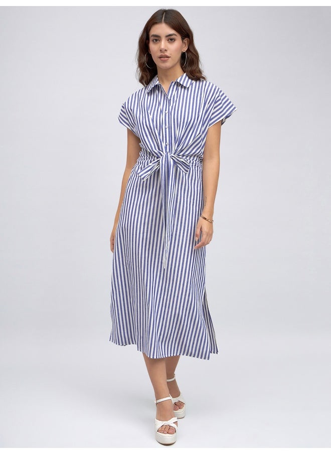 Dennis Lingo - Blue Dress for Women - 100% Cotton, Regular Fit - Image 1