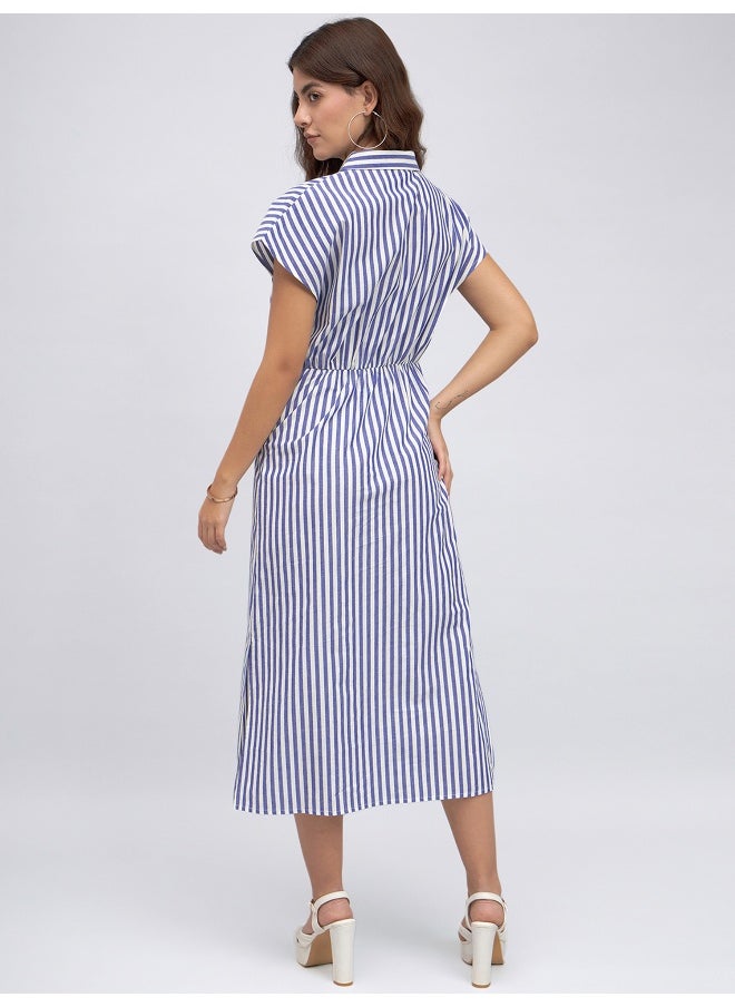 Dennis Lingo Blue Dress for Women - 100% Cotton, Regular Fit  - Image 3