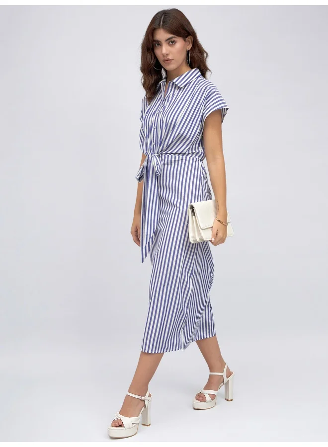 Dennis Lingo Striped Tie-Waist Dress