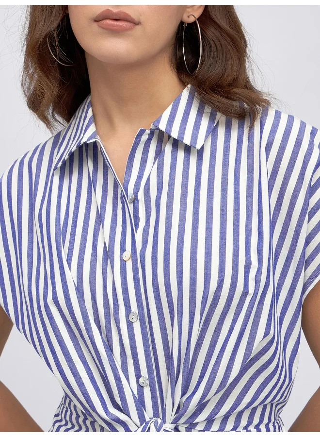 Dennis Lingo Striped Tie-Waist Dress