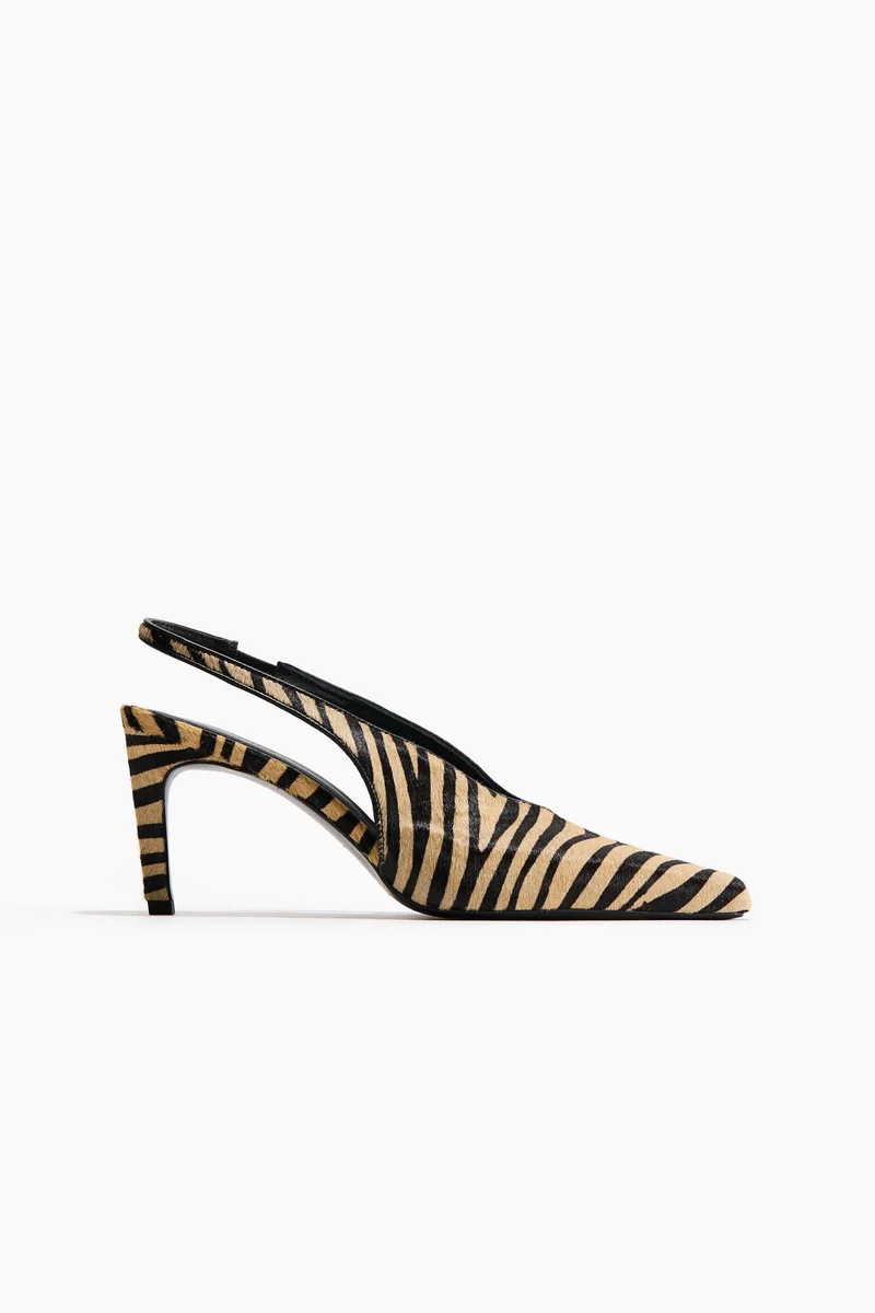 اتش اند ام حذاء بكعب ورباط خلفي من الجلد