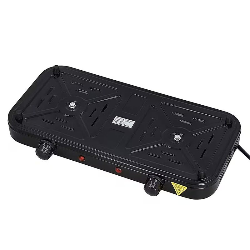 Derovan Portable Double Burner Hot Plate – Black Electric Stove with Dual Cast‑Iron Plates, Adjustable Heat & Safety Features - Image 5