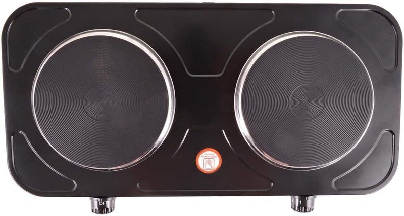 Derovan Portable Double Burner Hot Plate – Black Electric Stove with Dual Cast‑Iron Plates, Adjustable Heat & Safety Features - Image 2