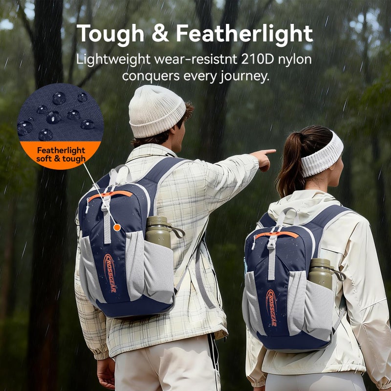 CROSS+GEAR CROSSGEAR 16L Lightweight Hiking Backpack, RFID Foldable Packable Backpack for Women Men, Water Resistant Small Hiking Daypack Navy Blue - Image 4