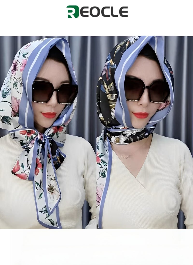 ريوكل عمامة نسائية مع حماية مزدوجة من أشعة الشمس، عمامة، غطاء رأس ناعم من قطعة واحدة، حجاب طويل، عمامة كاملة، واقي شمسي من حرير التوت - Image 1