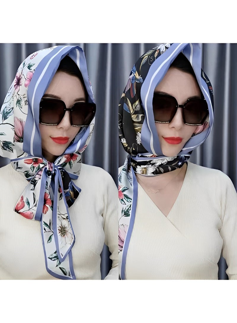 ريوكل عمامة نسائية مع حماية مزدوجة من أشعة الشمس، عمامة، غطاء رأس ناعم من قطعة واحدة، حجاب طويل، عمامة كاملة، واقي شمسي من حرير التوت - Image 2