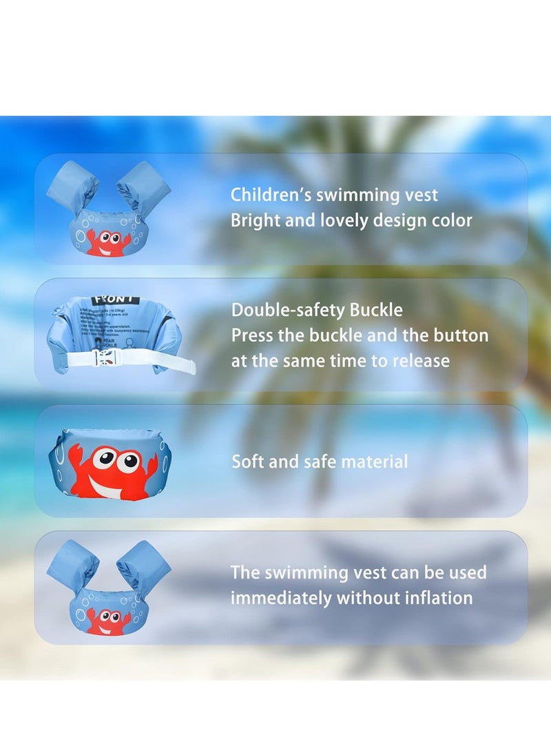 Kids Swim Vest with Arm Bands, Toddler Swimming Float Vest, Adjustable Training Jacket for Ages 2-6, 22-58 lbs, Ideal for Pool, Beach, and Swim Lessons