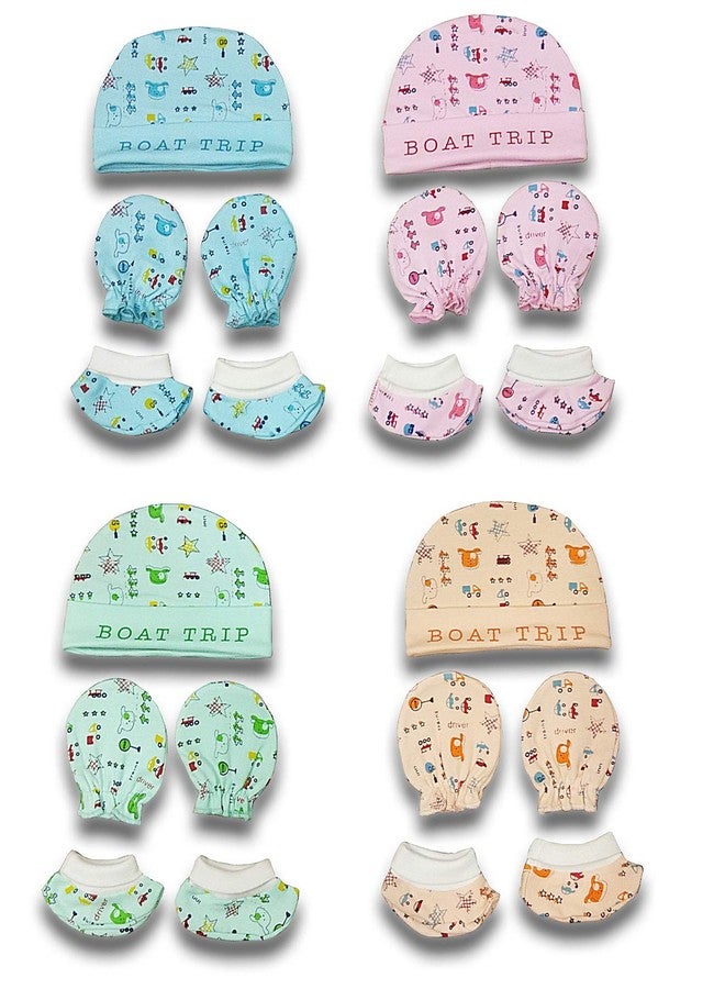 MURLI Newborn Baby Cap Mitten Booty Set (0-6 Months) (Set of 4) - Image 1