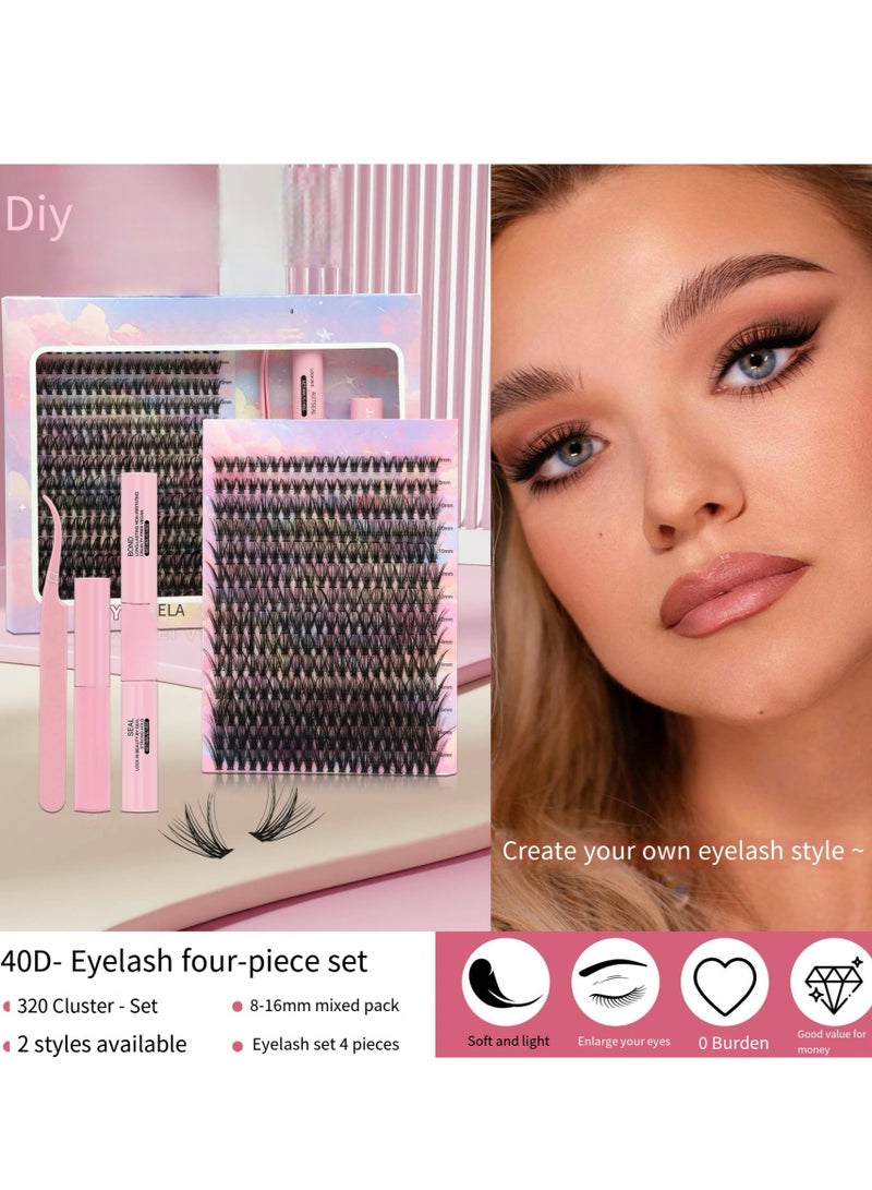 lashvana 280Pcs Self Adhesive Eyelashes Kit, False Eyelashes 14 Rows Press On Lashes Pre Glued Eyelash Clusters Self Stick Cluster Lashes No Glue No Remover Needed DIY Lash Extension Kit for Beginners - Image 3
