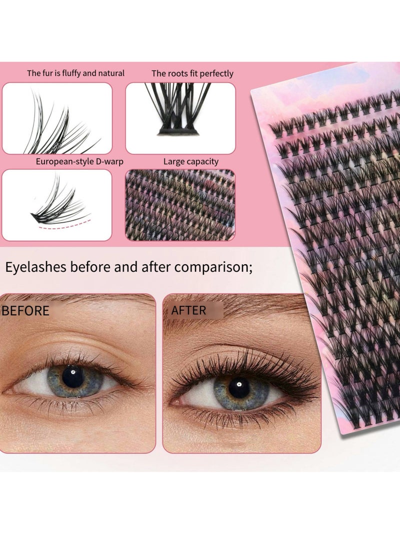 lashvana 280Pcs Self Adhesive Eyelashes Kit, False Eyelashes 14 Rows Press On Lashes Pre Glued Eyelash Clusters Self Stick Cluster Lashes No Glue No Remover Needed DIY Lash Extension Kit for Beginners - Image 4