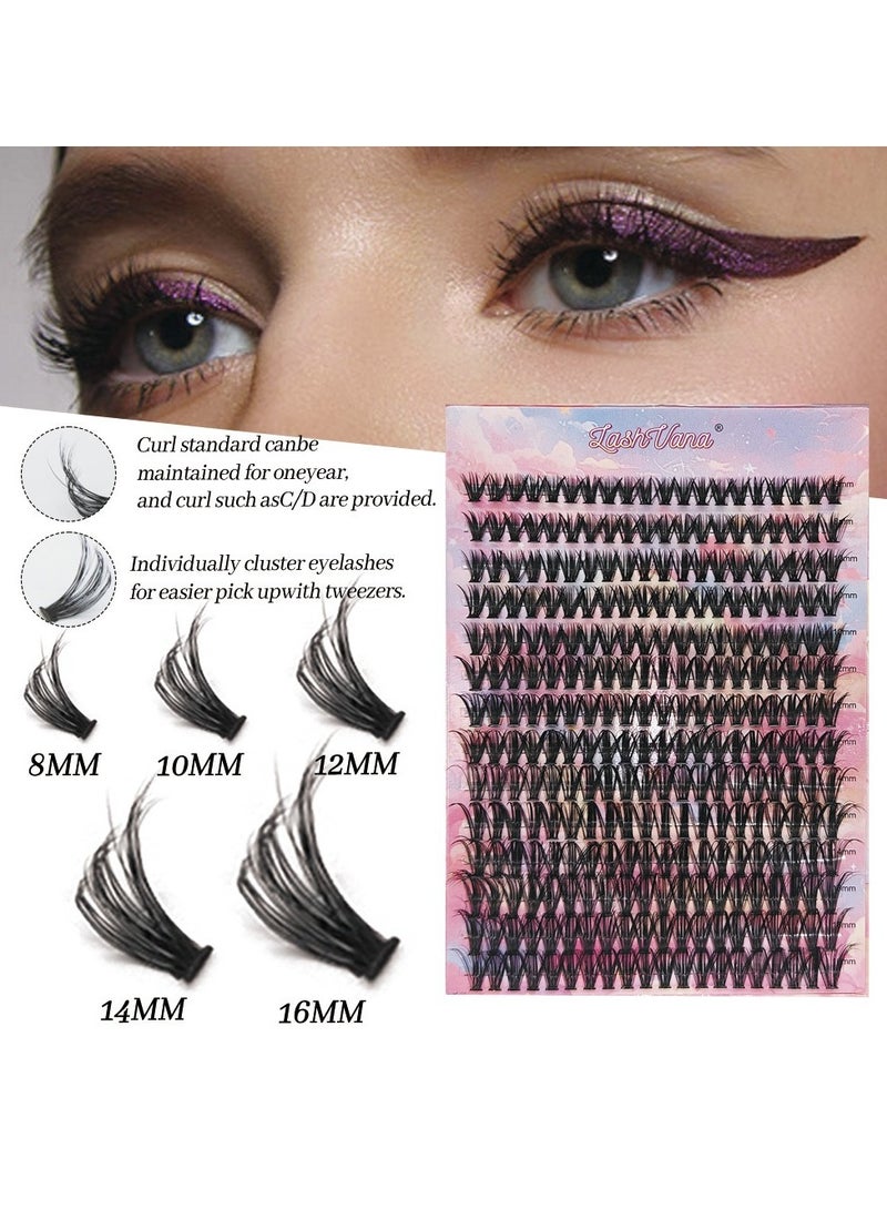 lashvana 280Pcs Self Adhesive Eyelashes Kit, False Eyelashes 14 Rows Press On Lashes Pre Glued Eyelash Clusters Self Stick Cluster Lashes No Glue No Remover Needed DIY Lash Extension Kit for Beginners - Image 3