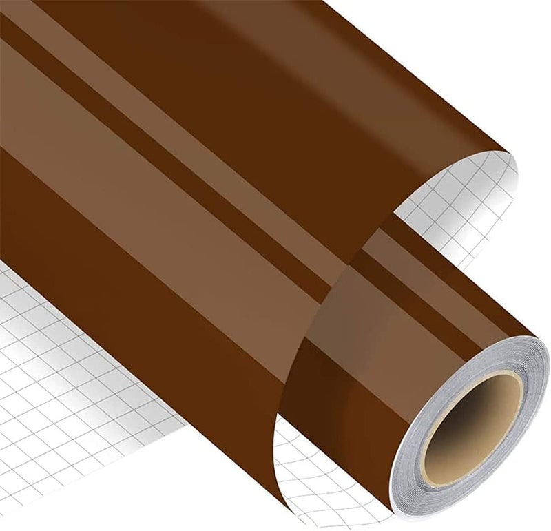 لفافة فينيل لاصق دائم بني داكن 12" × 15 قدم