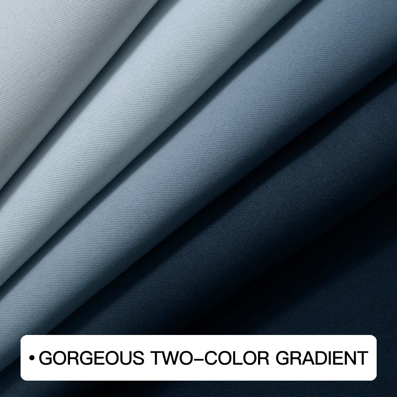 COSVIYA Curtains & Drapes Ombre Navy Blue Curtains 63 inch Length 2 Panels  Grommet Room Darkening Light Blocking Insulated Thermal Gradient Window Curtains for Bedroom/Living Room 52x63 inches - Image 4