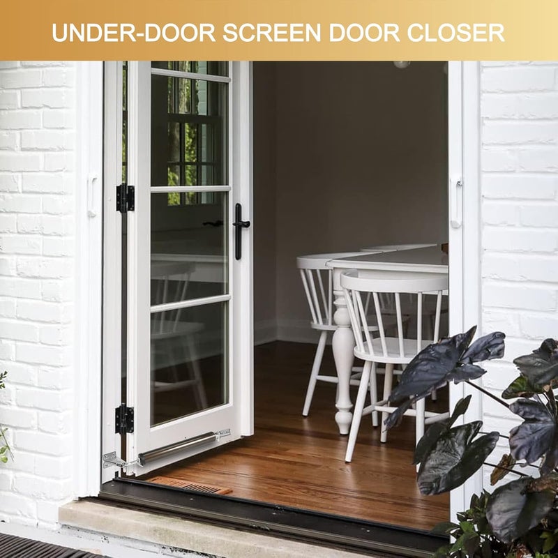 Dluno 1 Set Brown Screen Door Closers, Storm Door Closer Medium Duty Screen Door Shock Adjustable Cushion Speed Screen Door Pneumatic Closer, Screen Security Doors Storm Door Shocks Smooth Door Closer - Image 5